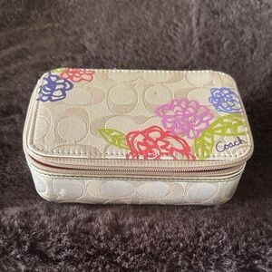 Coach Beige Floral Cosmetic/Jewelry Case